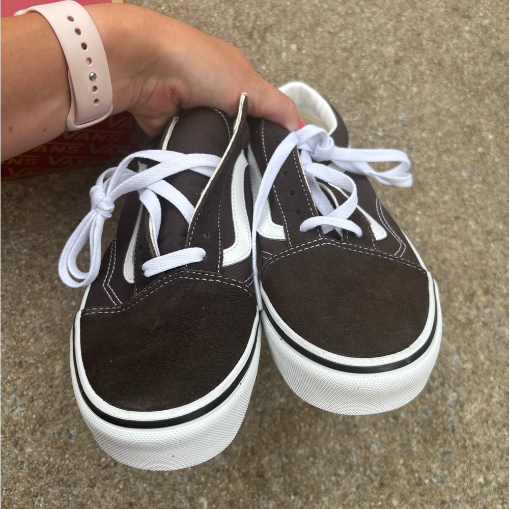 Vans Old Skool Brown and White Canvas Sneakers - Picture 8 of 11